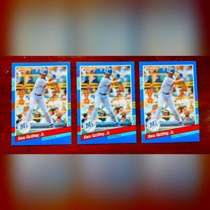 Three 1991 Donruss Ken Griffey Jr. error no dot after inc card #77.  No flaws!!!